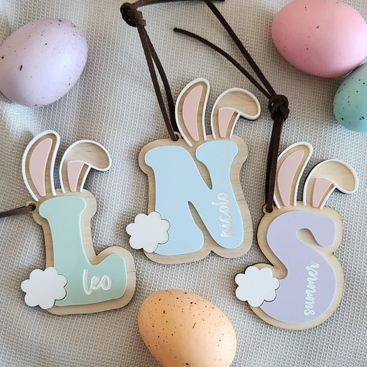 Bunny Ear Initial Tags